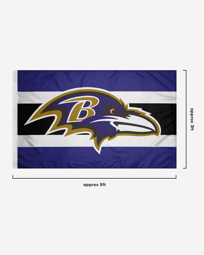 Baltimore Ravens Big Logo Team Stripe Horizontal Flag FOCO - FOCO.com