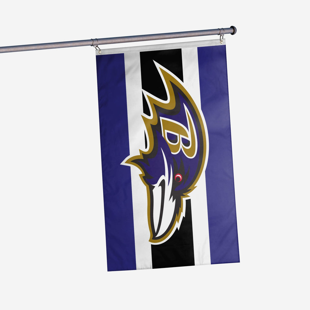 Baltimore Ravens Big Logo Team Stripe Horizontal Flag FOCO - FOCO.com