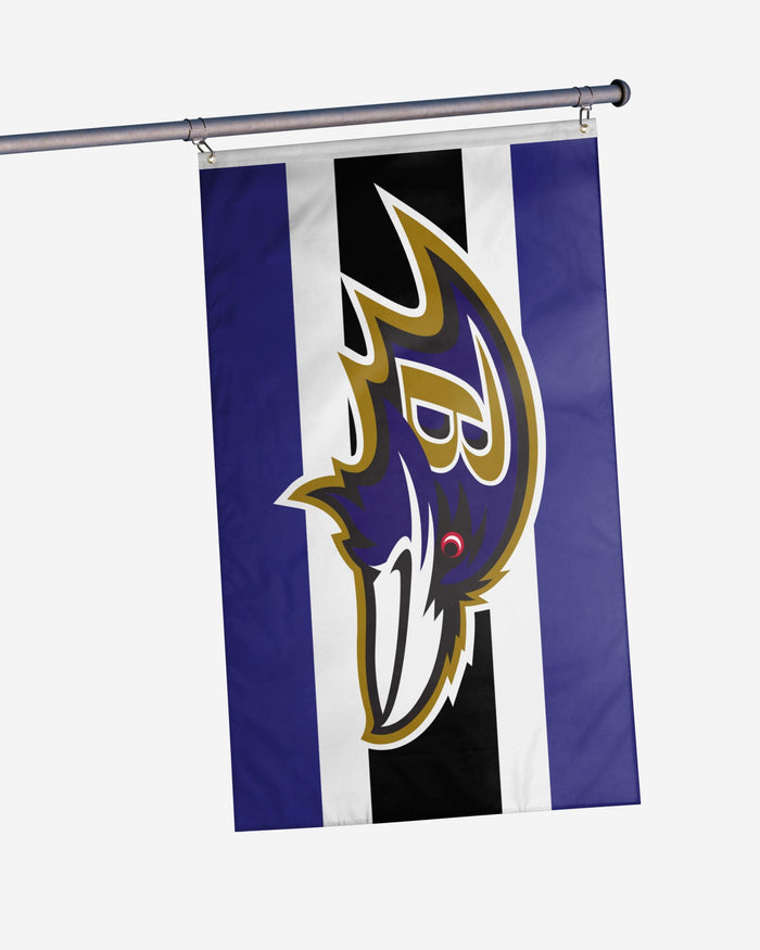 Baltimore Ravens Big Logo Team Stripe Horizontal Flag FOCO - FOCO.com