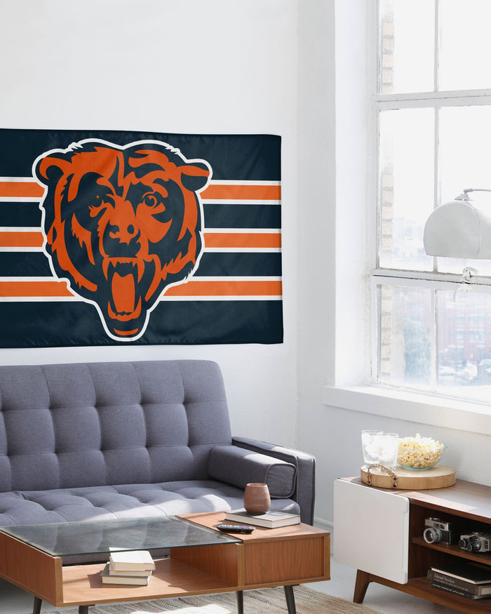 Chicago Bears Big Logo Team Stripe Horizontal Flag FOCO - FOCO.com