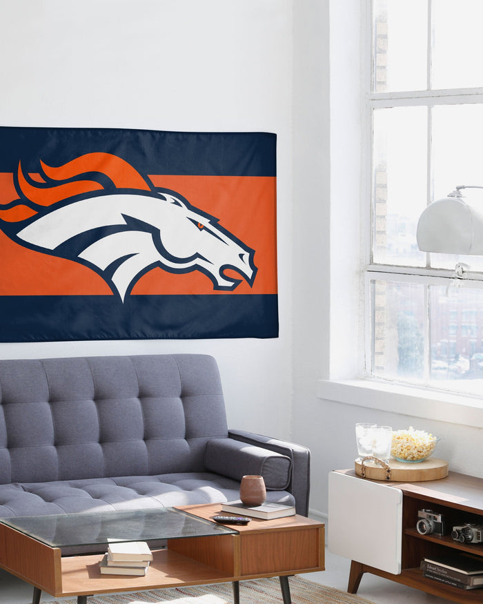 Denver Broncos Big Logo Team Stripe Horizontal Flag FOCO - FOCO.com