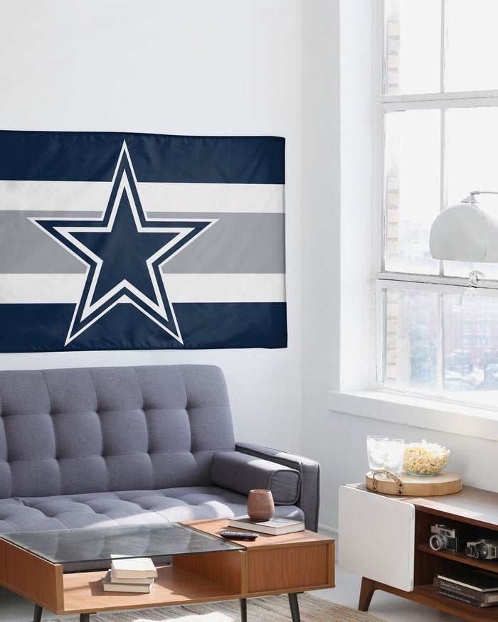 Dallas Cowboys Big Logo Team Stripe Horizontal Flag FOCO - FOCO.com