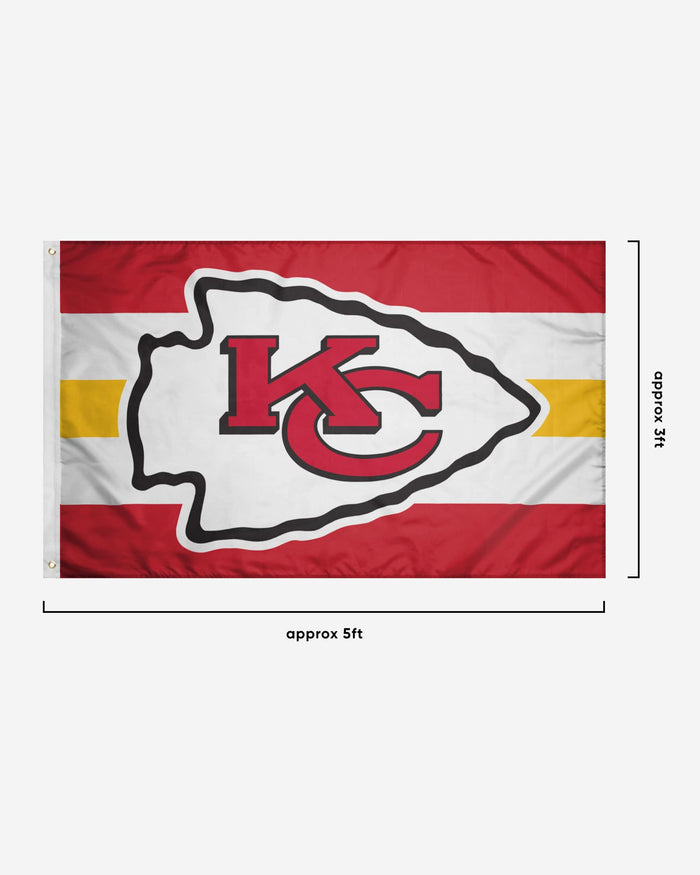 Kansas City Chiefs Big Logo Team Stripe Horizontal Flag FOCO - FOCO.com