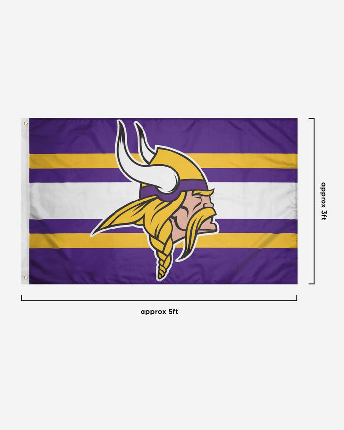 Minnesota Vikings Big Logo Team Stripe Horizontal Flag FOCO - FOCO.com