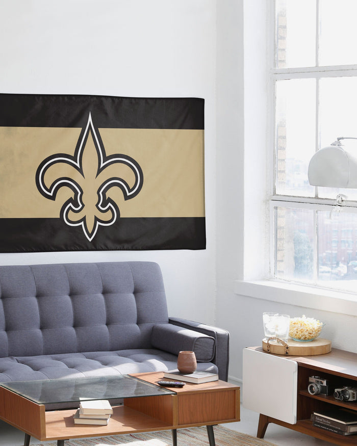 New Orleans Saints Big Logo Team Stripe Horizontal Flag FOCO - FOCO.com