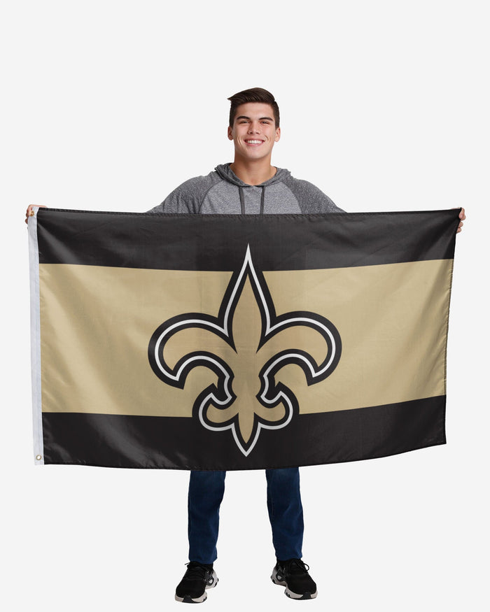 New Orleans Saints Big Logo Team Stripe Horizontal Flag FOCO - FOCO.com