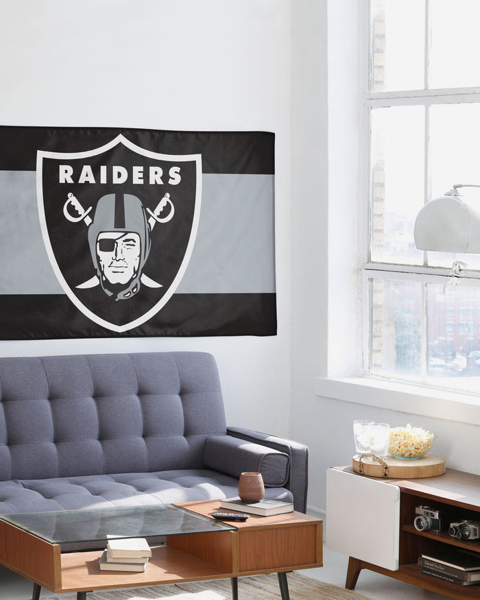 Las Vegas Raiders Big Logo Team Stripe Horizontal Flag FOCO - FOCO.com