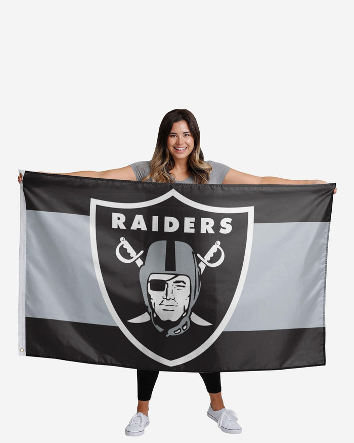 Las Vegas Raiders Big Logo Team Stripe Horizontal Flag FOCO - FOCO.com