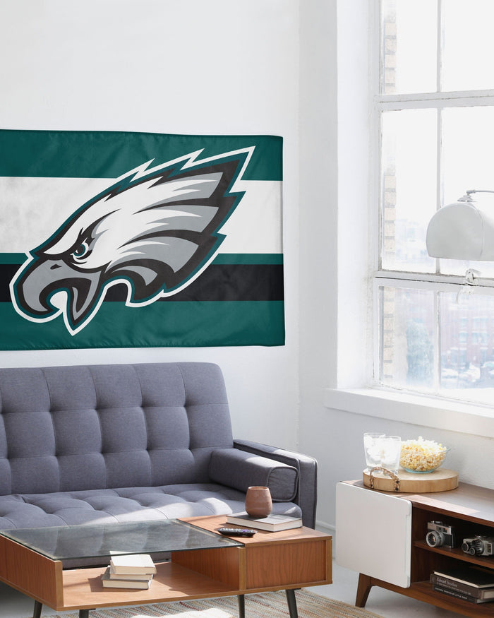 Philadelphia Eagles Big Logo Team Stripe Horizontal Flag FOCO - FOCO.com