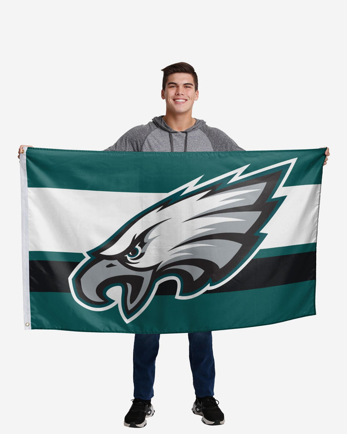 Philadelphia Eagles Big Logo Team Stripe Horizontal Flag FOCO - FOCO.com