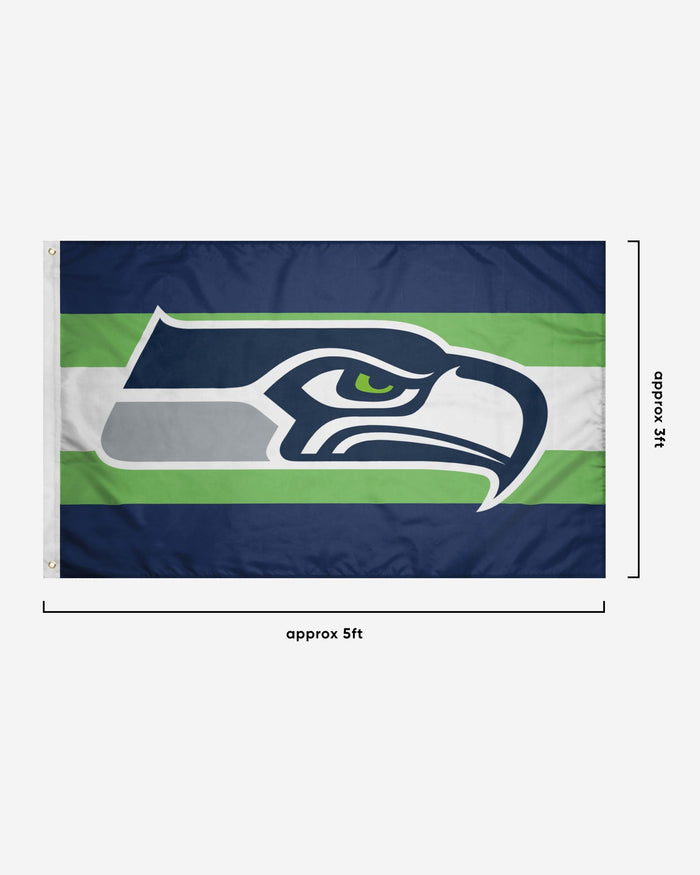 Seattle Seahawks Big Logo Team Stripe Horizontal Flag FOCO - FOCO.com