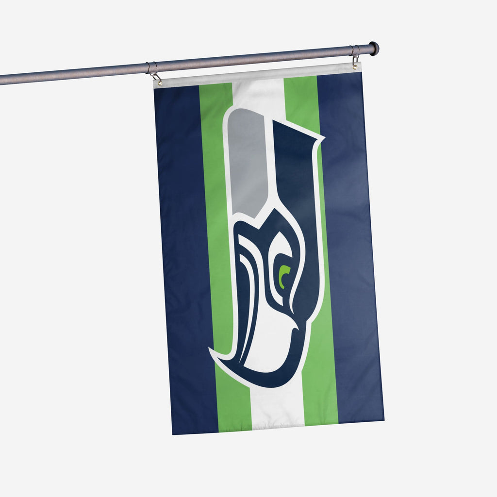 Seattle Seahawks Big Logo Team Stripe Horizontal Flag FOCO - FOCO.com