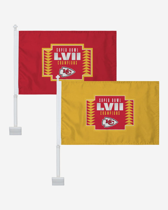 Kansas City Chiefs Super Bowl LVII Champions 2 Pack Car Flag FOCO - FOCO.com