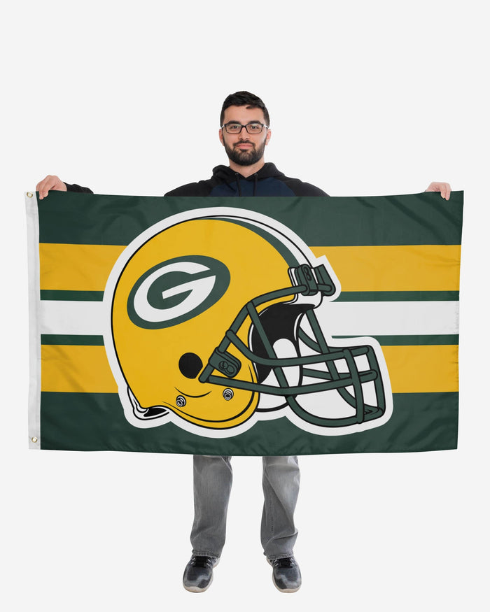 Green Bay Packers Helmet Horizontal Flag FOCO - FOCO.com