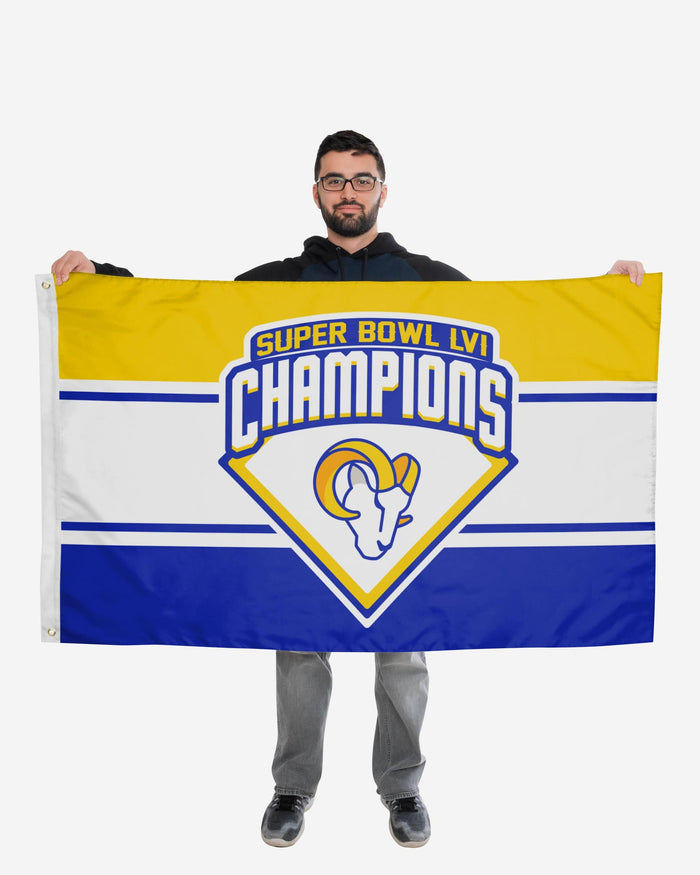 Los Angeles Rams Super Bowl LVI Champions Horizontal Flag FOCO - FOCO.com