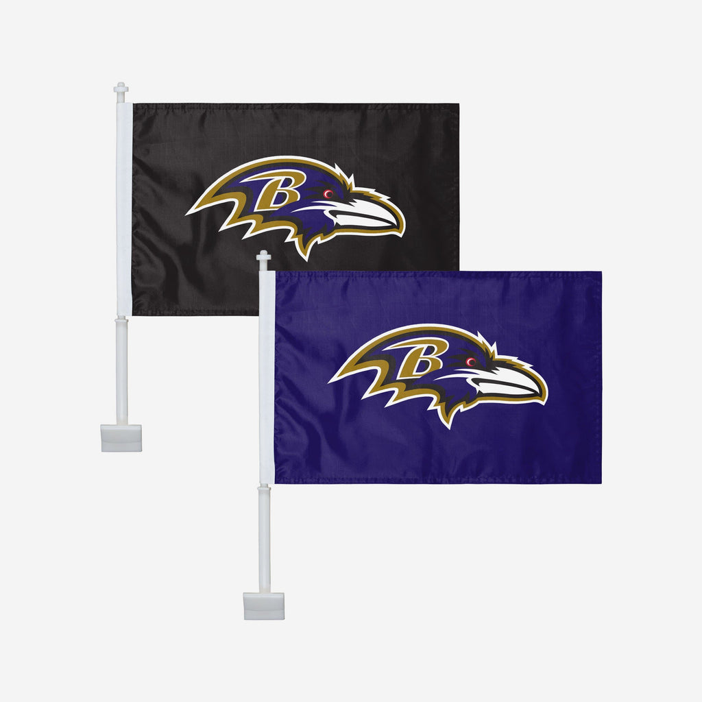 Baltimore Ravens 2 Pack Solid Car Flag FOCO - FOCO.com