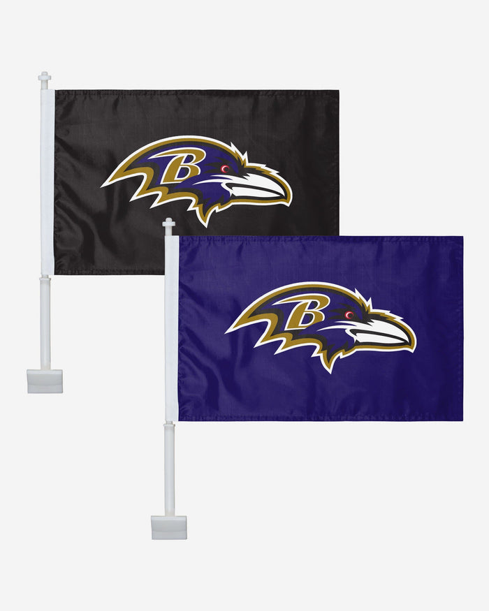 Baltimore Ravens 2 Pack Solid Car Flag FOCO - FOCO.com