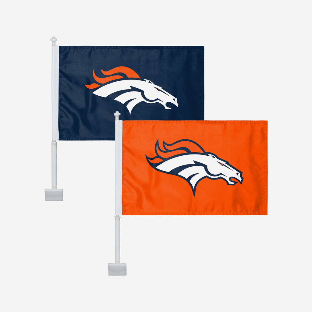 Denver Broncos 2 Pack Solid Car Flag FOCO - FOCO.com