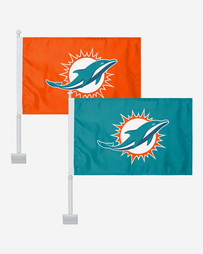 Miami Dolphins 2 Pack Solid Car Flag FOCO - FOCO.com