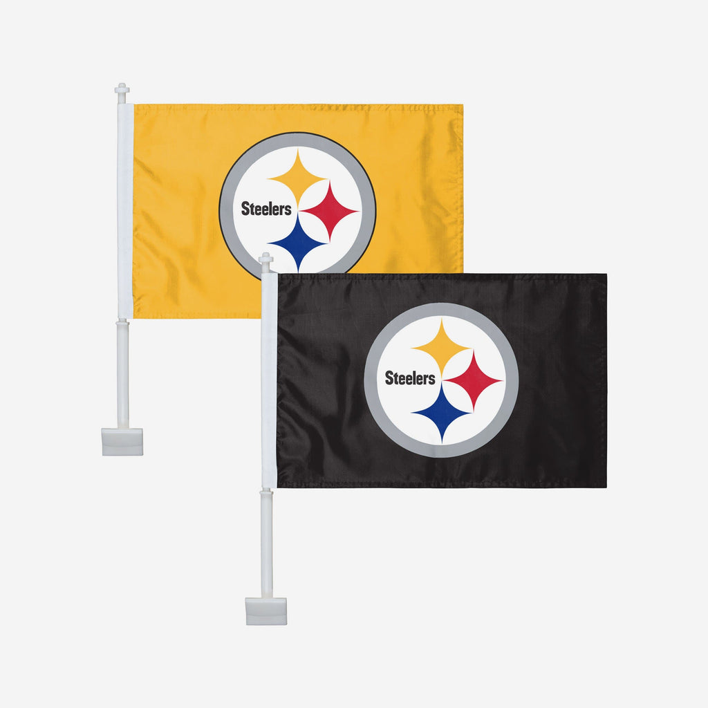 Pittsburgh Steelers 2 Pack Solid Car Flag FOCO - FOCO.com