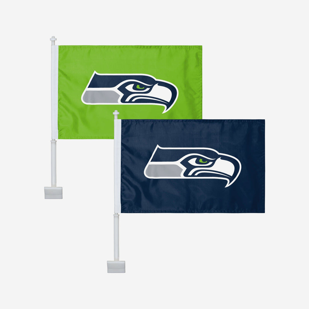 Seattle Seahawks 2 Pack Solid Car Flag FOCO - FOCO.com