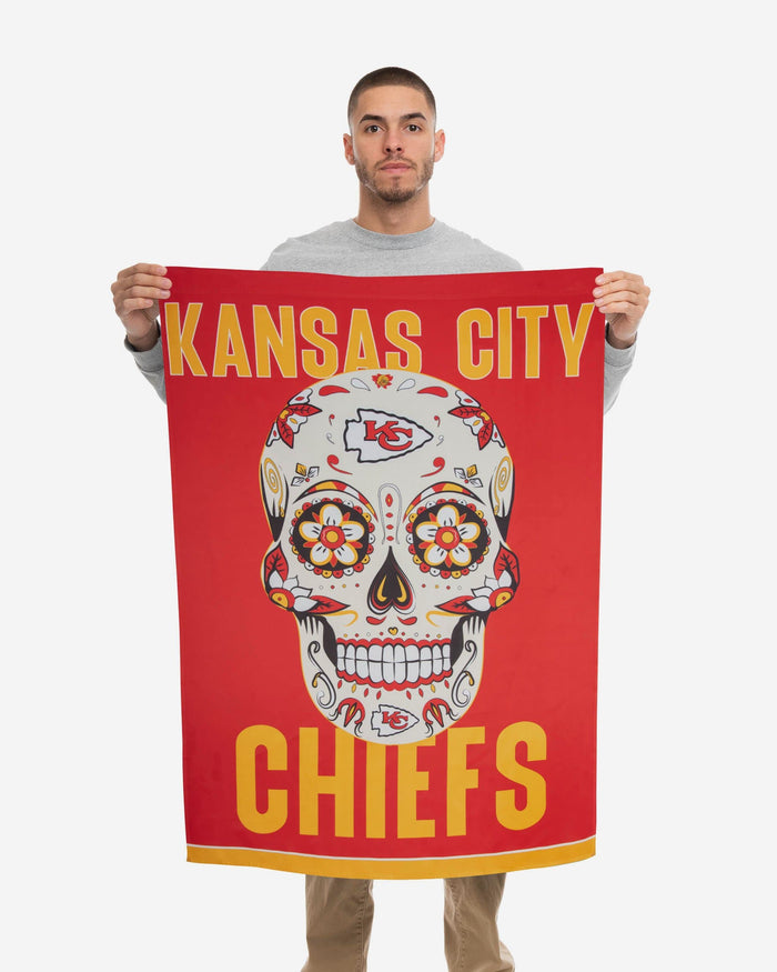 Kansas City Chiefs Day Of The Dead Vertical Flag FOCO - FOCO.com