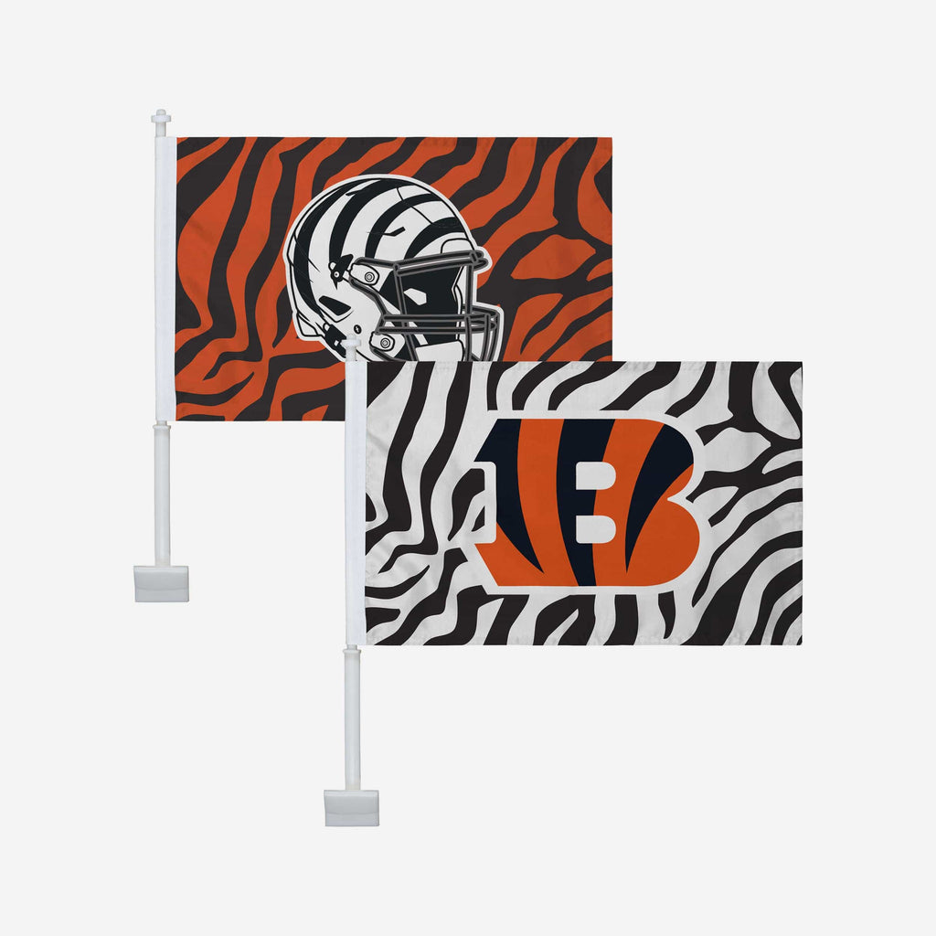 Cincinnati Bengals 2 Pack White Stripe Car Flag FOCO - FOCO.com