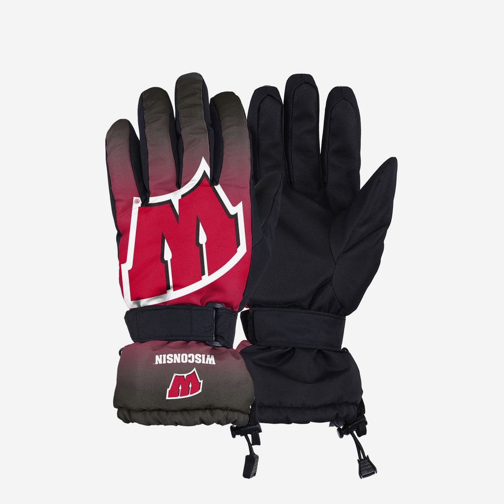 Wisconsin Badgers Gradient Big Logo Insulated Gloves FOCO S/M - FOCO.com