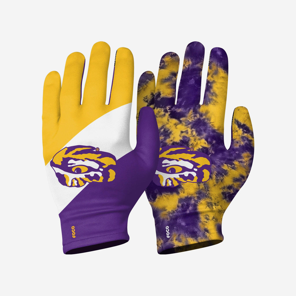 LSU Tigers 2 Pack Reusable Stretch Gloves FOCO S/M - FOCO.com