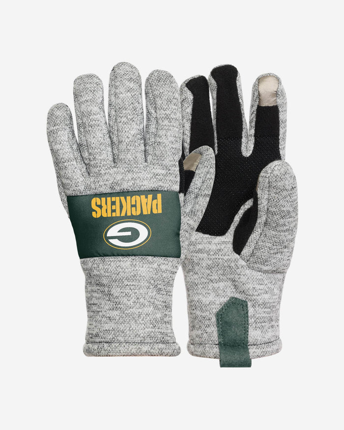 Green Bay Packers Heather Grey Insulated Gloves FOCO S/M - FOCO.com