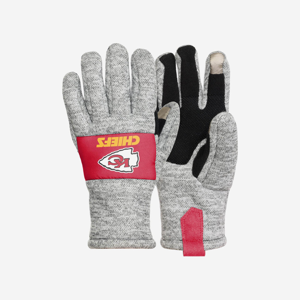 Kansas City Chiefs Heather Grey Insulated Gloves FOCO S/M - FOCO.com