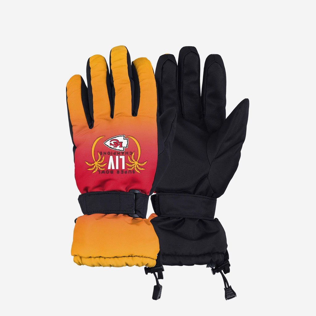 Kansas City Chiefs Super Bowl LIV Champions Gradient Big Logo Insulated Gloves FOCO S/M - FOCO.com