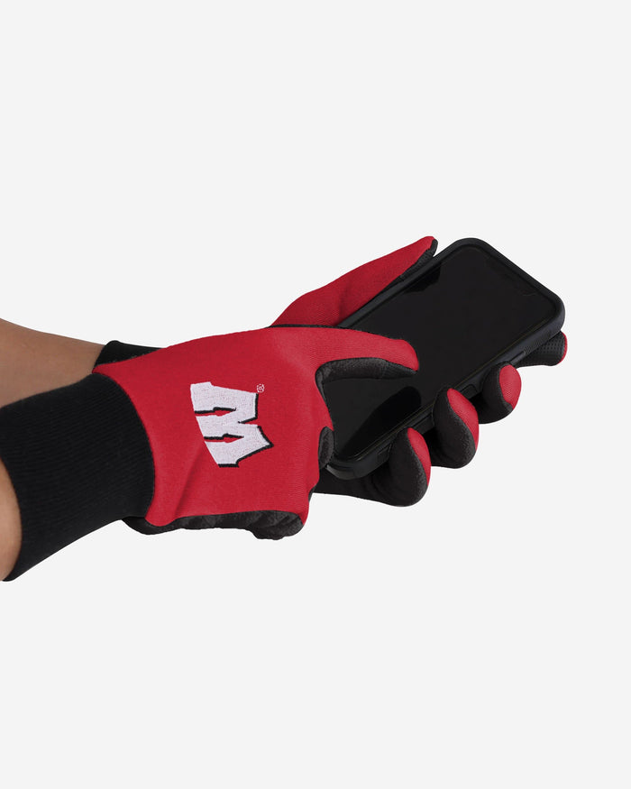 Wisconsin Badgers Colored Texting Utility Gloves FOCO - FOCO.com