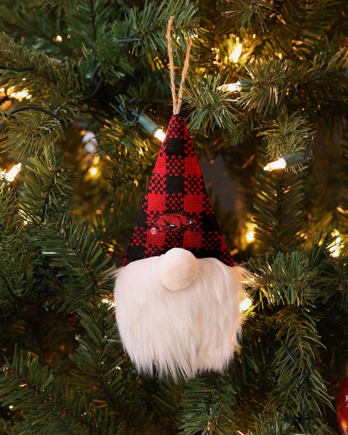 Arkansas Razorbacks Plaid Hat Plush Gnome Ornament FOCO - FOCO.com