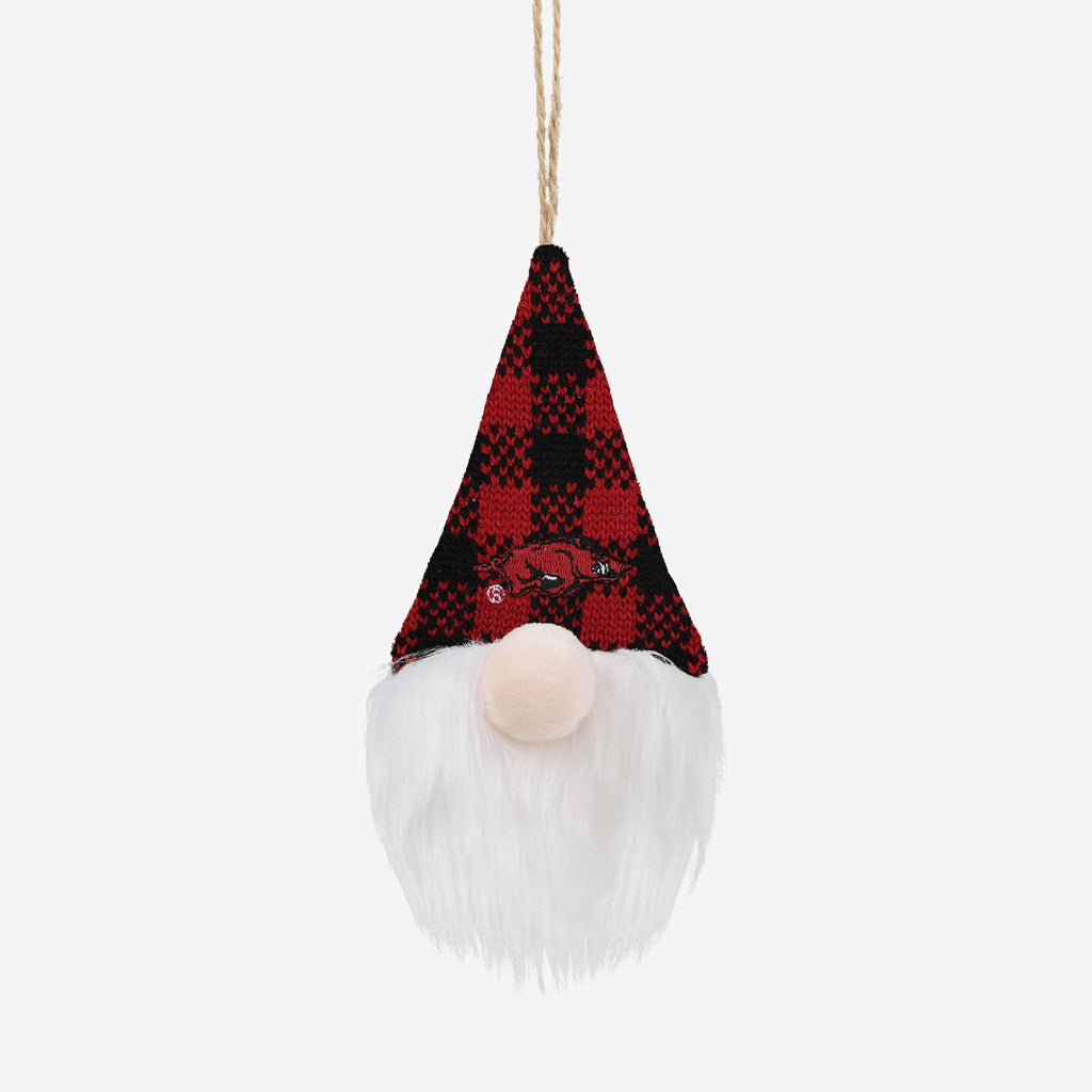 Arkansas Razorbacks Plaid Hat Plush Gnome Ornament FOCO - FOCO.com