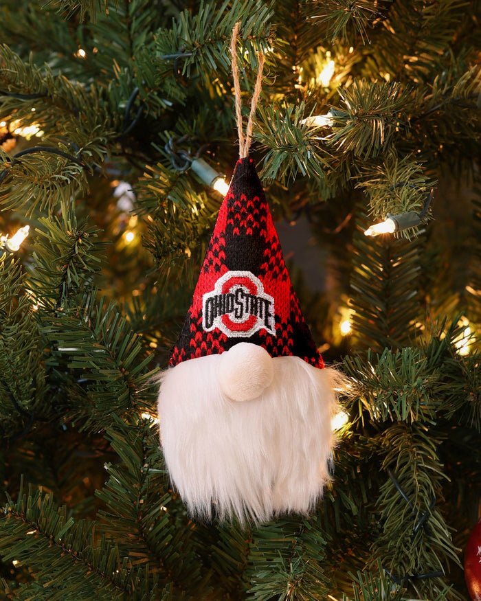 Ohio State Buckeyes Plaid Hat Plush Gnome Ornament FOCO - FOCO.com