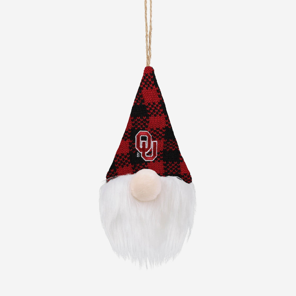 Oklahoma Sooners Plaid Hat Plush Gnome Ornament FOCO - FOCO.com