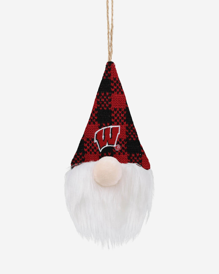 Wisconsin Badgers Plaid Hat Plush Gnome Ornament FOCO - FOCO.com