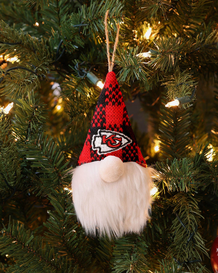 Kansas City Chiefs Plaid Hat Plush Gnome Ornament FOCO - FOCO.com