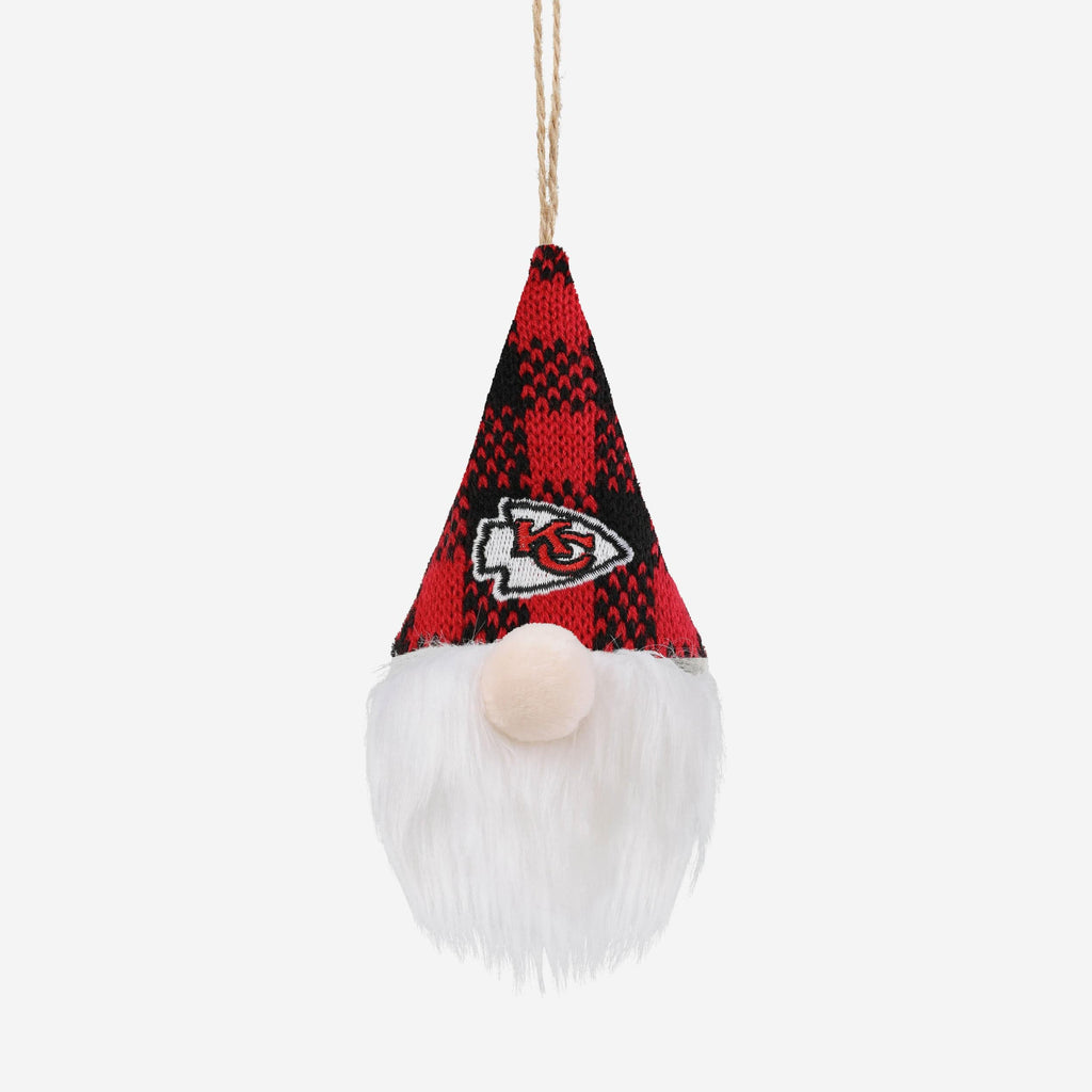 Kansas City Chiefs Plaid Hat Plush Gnome Ornament FOCO - FOCO.com