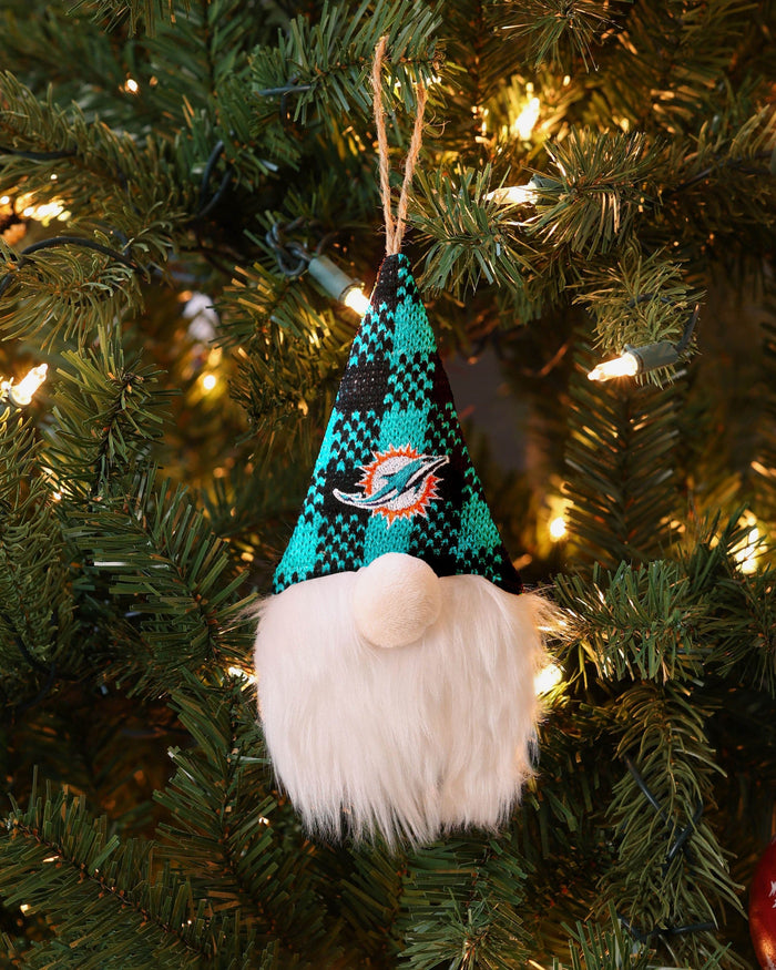 Miami Dolphins Plaid Hat Plush Gnome Ornament FOCO - FOCO.com