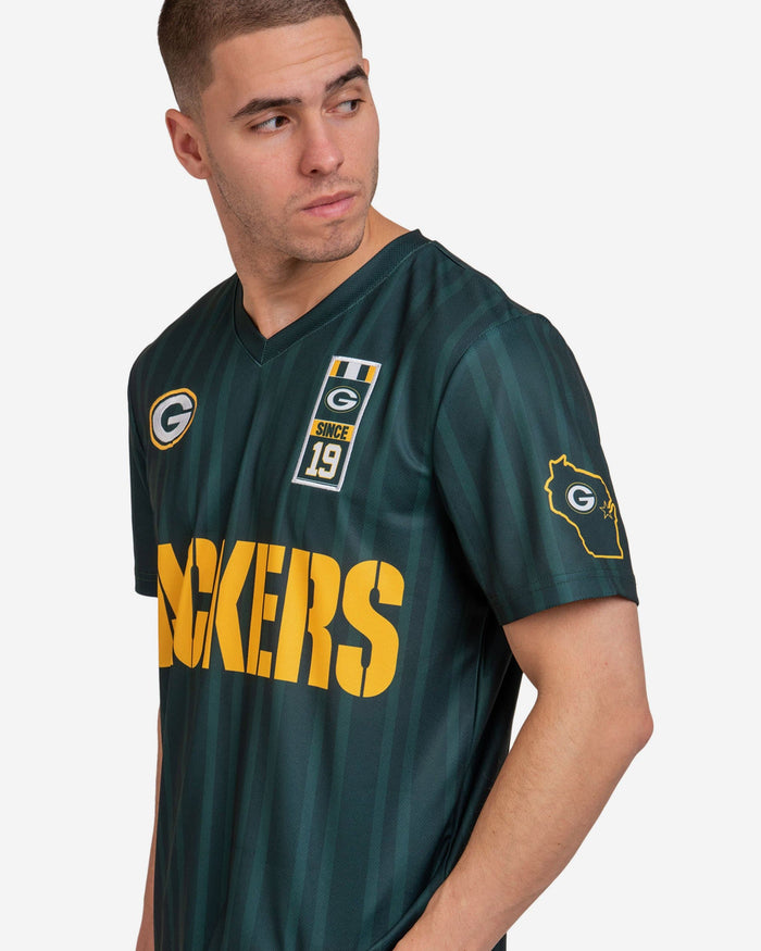 Green Bay Packers Short Sleeve Soccer Style Jersey FOCO - FOCO.com