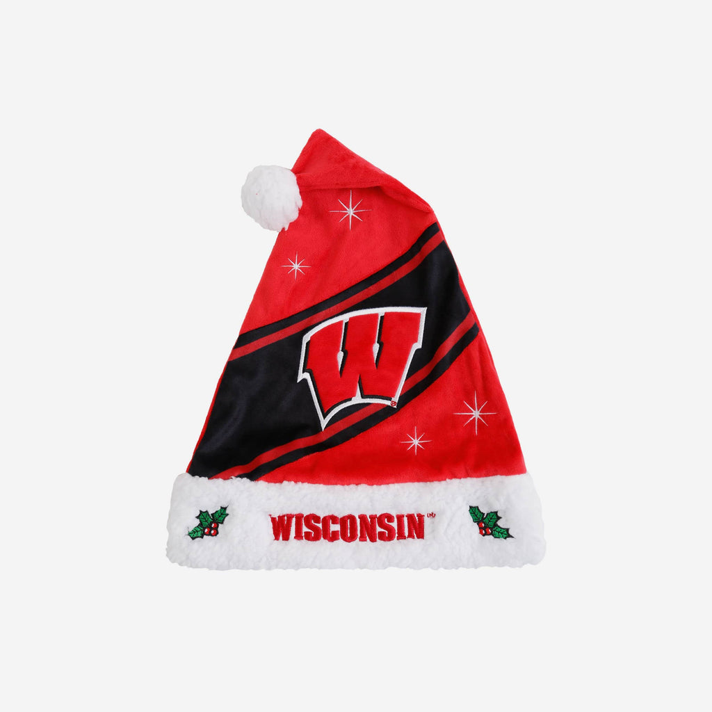 Wisconsin Badgers High End Santa Hat FOCO - FOCO.com