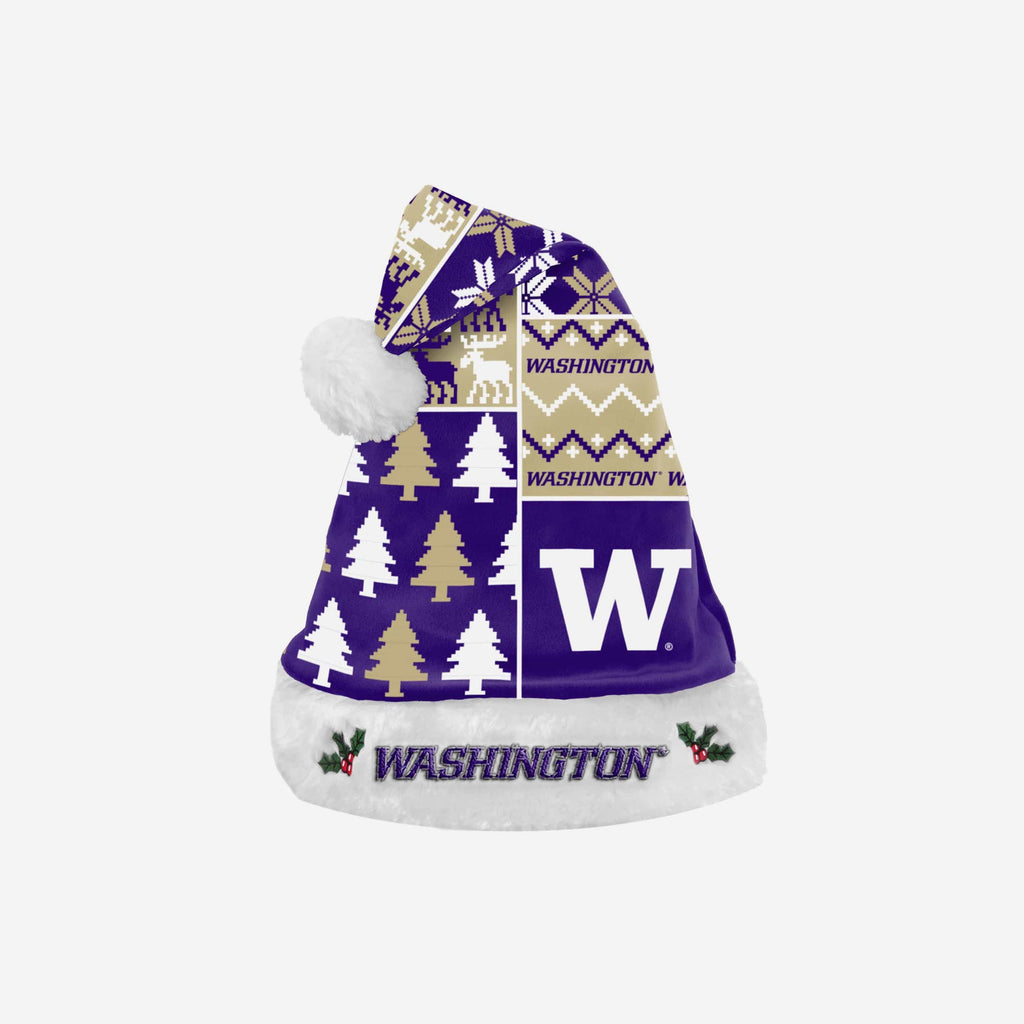 Washington Huskies Busy Block Family Holiday Santa Hat FOCO - FOCO.com