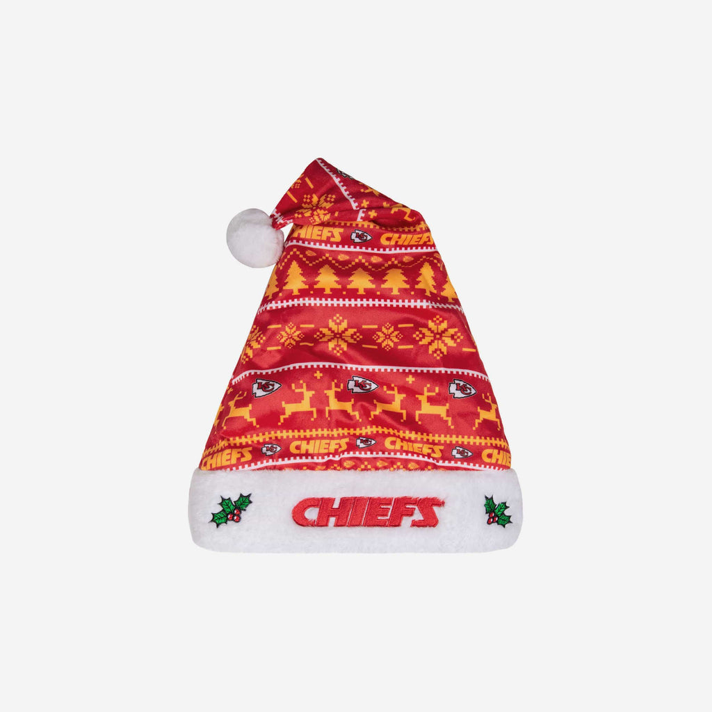 Kansas City Chiefs Family Holiday Santa Hat FOCO - FOCO.com