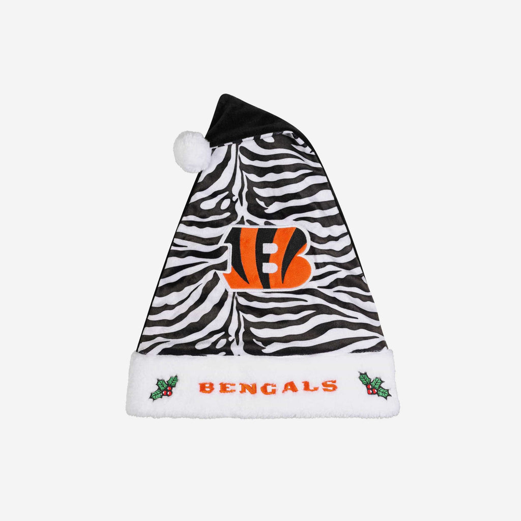 Cincinnati Bengals White Stripe Santa Hat FOCO - FOCO.com