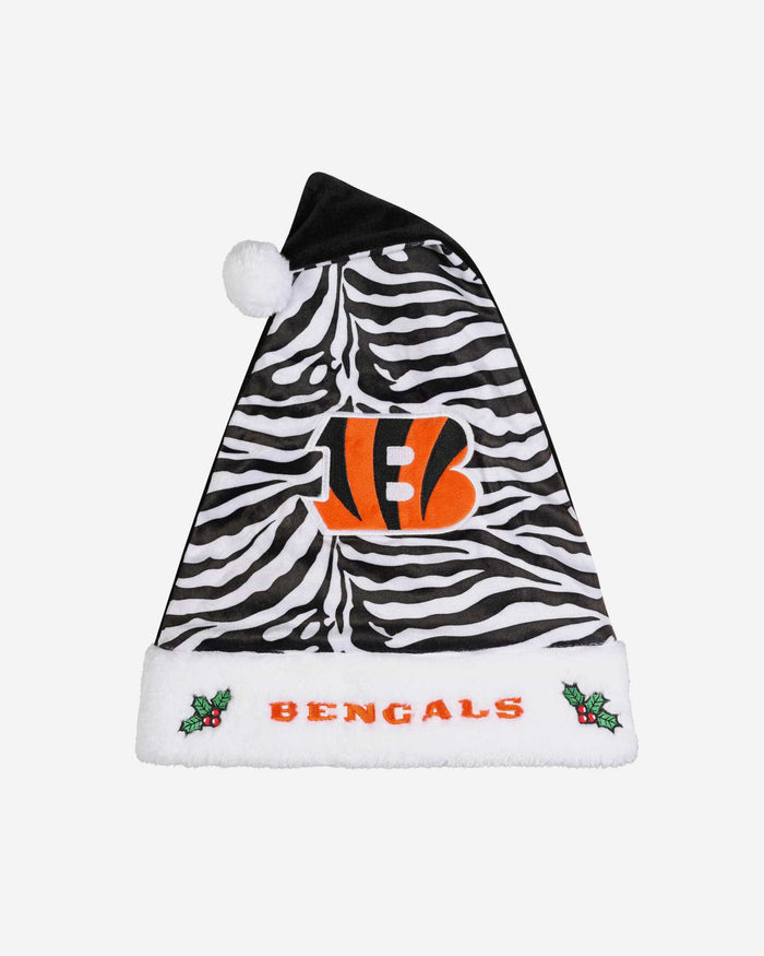 Cincinnati Bengals White Stripe Santa Hat FOCO - FOCO.com