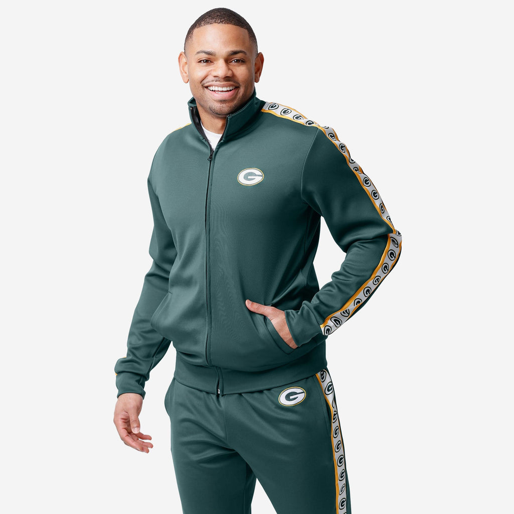 Green Bay Packers Stripe Logo Track Jacket FOCO S - FOCO.com