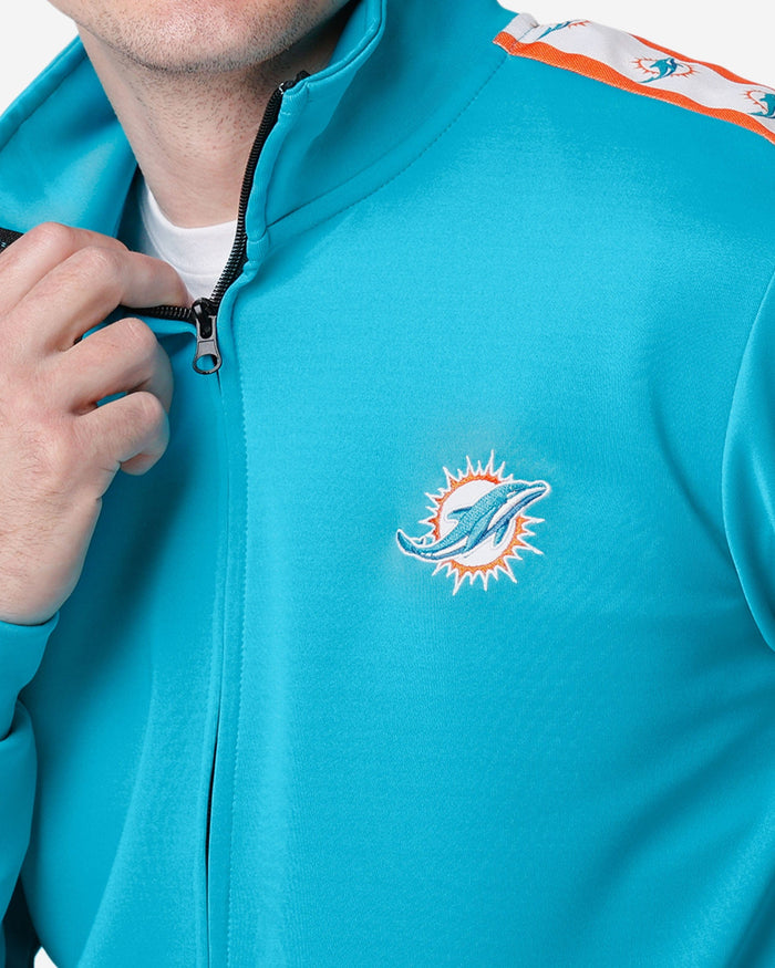 Miami Dolphins Stripe Logo Track Jacket FOCO - FOCO.com