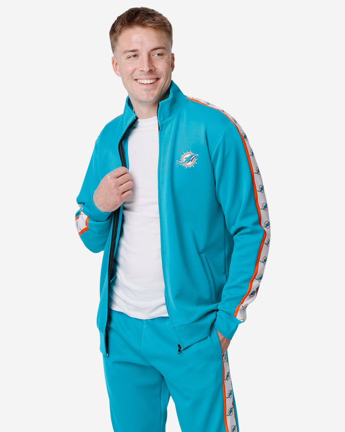 Miami Dolphins Stripe Logo Track Jacket FOCO - FOCO.com